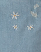 Girls Floral Denim Shorts - Medium Wash, image 3 of 4 slides