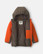 Toddler Boy Quilted Mid Weight Jacket- Orange, image 2 of 4 slides
