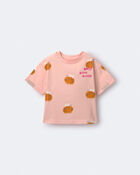 Toddler Girl Rolled Cuff Tee in Bee Print - Light Pink, image 2 of 5 slides