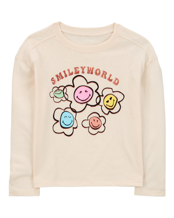 Enfant T-shirt à manches longues imprimé Smiley World - Crème, 