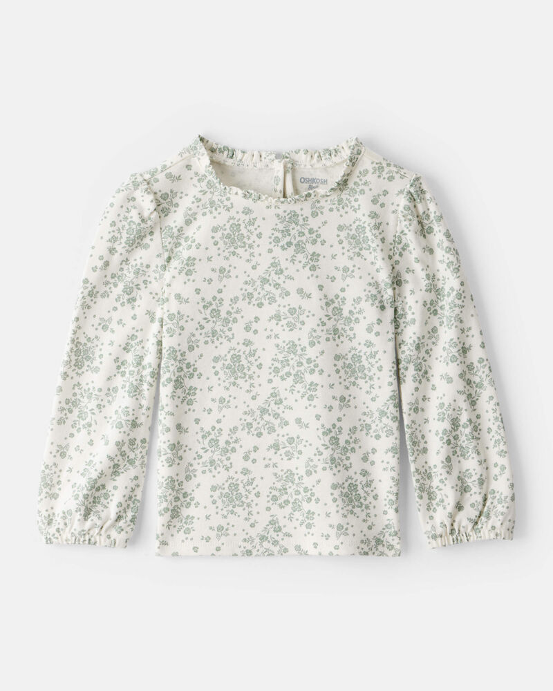 Toddler Ribbed Floral Print Long-Sleeve Top , image 1 of 3 slides