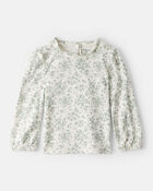 Toddler Ribbed Floral Print Long-Sleeve Top , image 1 of 3 slides