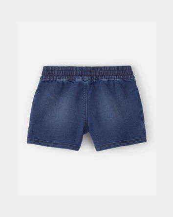 Girls Denim Drawstring  Pull-On Shorts - Dark Wash, 