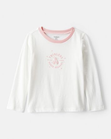 Tout-petit fille - T-shirt &agrave; manches longues &agrave; imprim&eacute; de ballerine - Cr&egrave;me, 