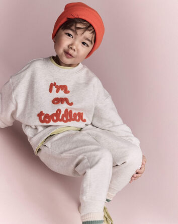 Tout-petit - Chandail &agrave; manches chauve-souris &laquo;I&rsquo;m on toddler time&raquo; - Gris chin&eacute;, 