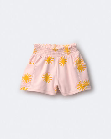 Toddler Girl Swing Short with Pockets in Sunny Life Print - Rose, 