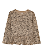 Toddler Leopard Print Peplum Top, image 1 of 3 slides