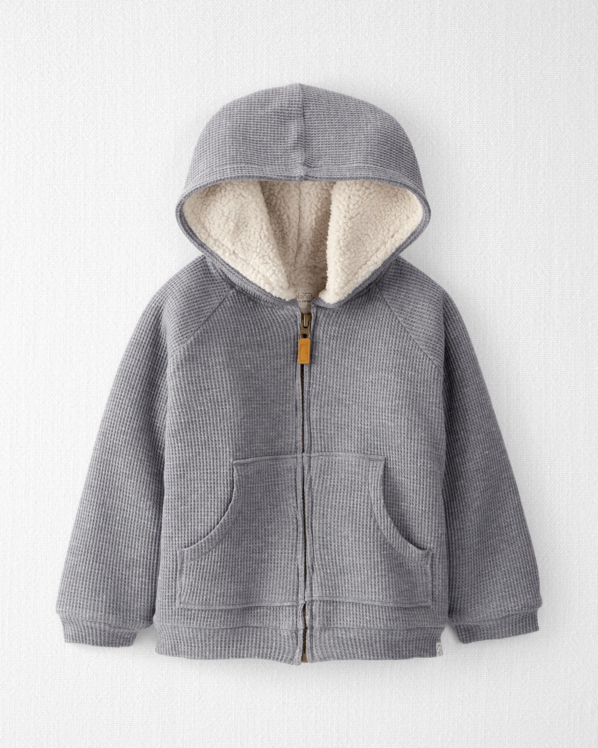 Organic Cotton Waffle Knit Sherpa Jacket