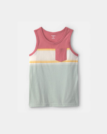 Boys colourblock Pocket Tank Top - Red/Ivory/Blue, 