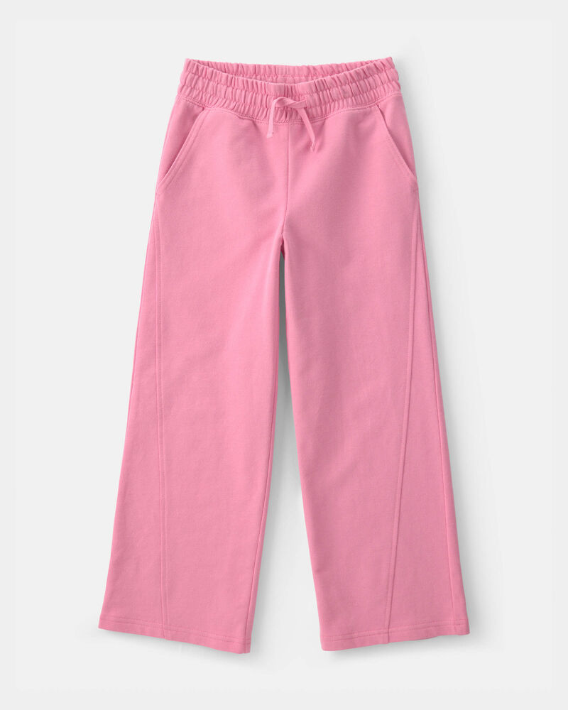 Girls French Terry Wide-Leg Pants - Pink, image 1 of 4 slides