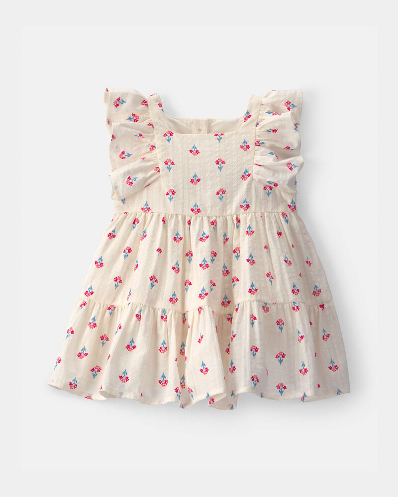 Baby Girl Floral Seersucker Dress - Cream/Red, image 1 of 5 slides