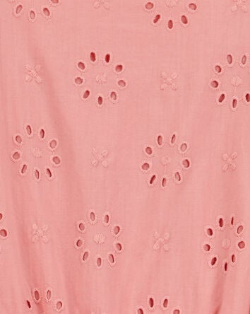Kid Eyelet Tie-Front Jumpsuit - Pink, 