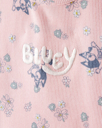 Toddler Girl Bluey Floral Print Short-Sleeve Graphic Tee - Pink, 