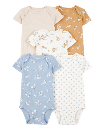 Bébé Emballage de 5 cache-couches à manches courtes en coton à fleurs, 