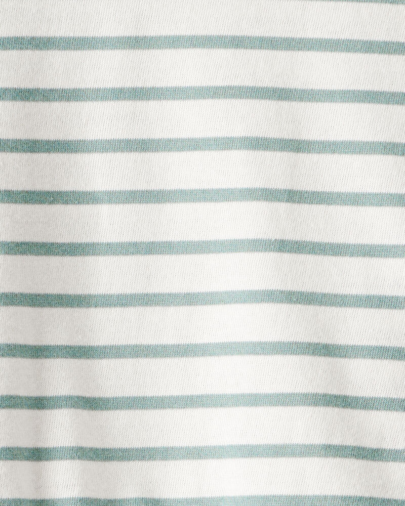 Baby Girl Striped Long-Sleeve Peplum Top - Green, image 2 of 3 slides