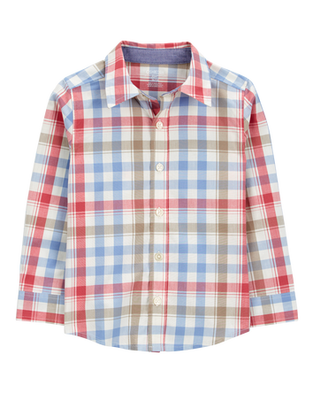 Toddler Plaid Long-Sleeve Button Down Shirt, 