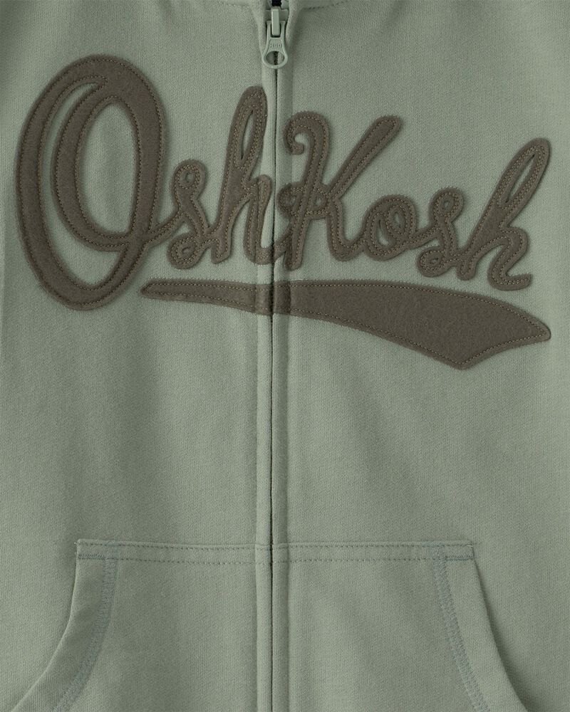 Kid OshKosh Logo Zip-Up Hoodie - Green, image 3 of 4 slides