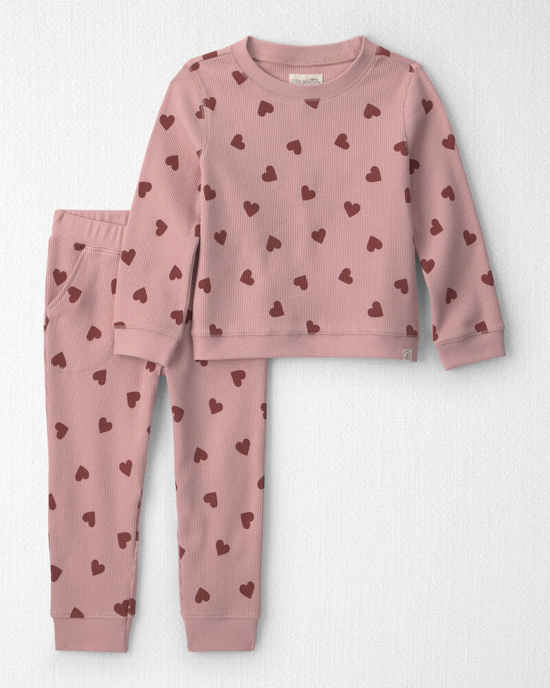 Toddler Girl Waffle Knit Top & Pant Set Made with Organic Cotton, image 1 of 4 slides