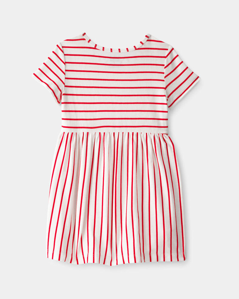 Toddler Girl Striped Short-Sleeve Dress - Red/Ivory, image 3 of 5 slides