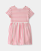 Toddler Girl Striped Short-Sleeve Dress - Red/Ivory, image 3 of 5 slides