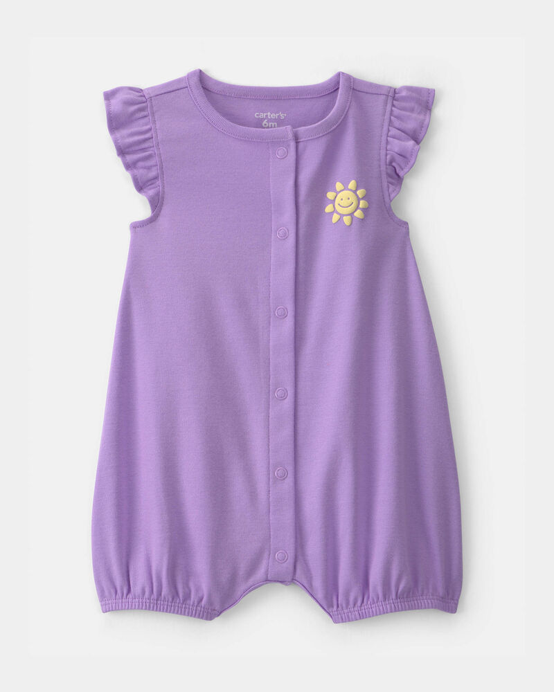 B&eacute;b&eacute; fille - Barboteuse &agrave; motif de soleil - Mauve, image 1 sur 3 diapositives