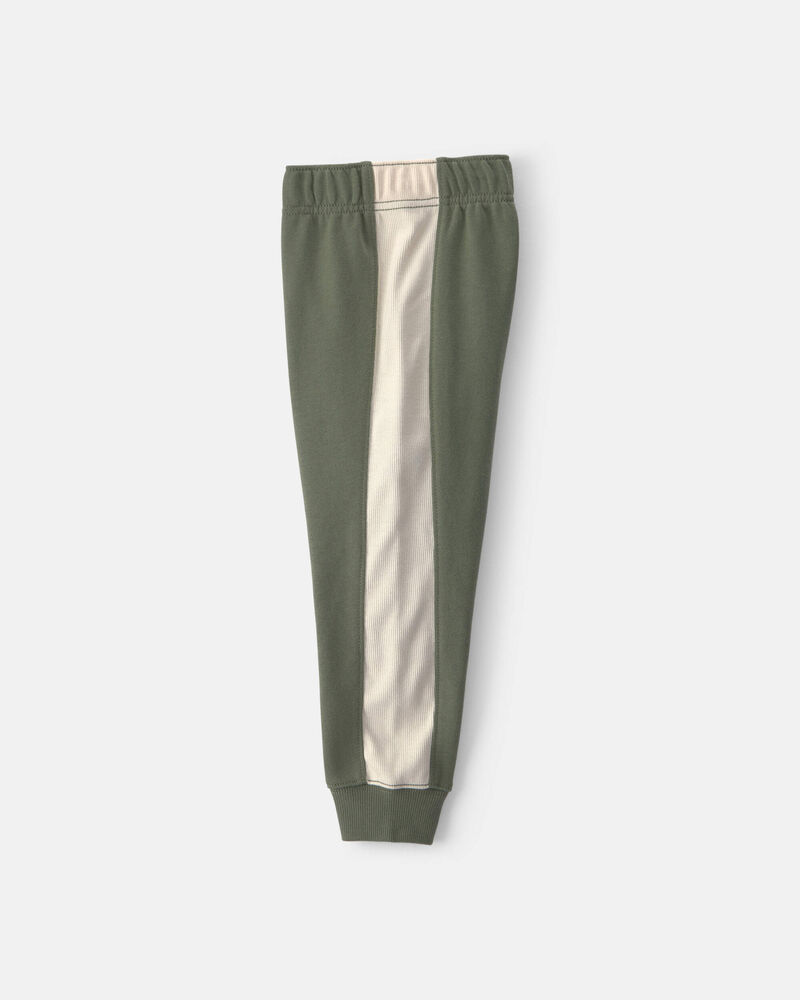 B&eacute;b&eacute; gar&ccedil;on - Ensemble 2 pi&egrave;ces haut manches longues et pantalon en jersey bouclette &agrave; broderie &laquo;MVP&raquo; &ndash; Vert olive, image 3 sur 4 diapositives