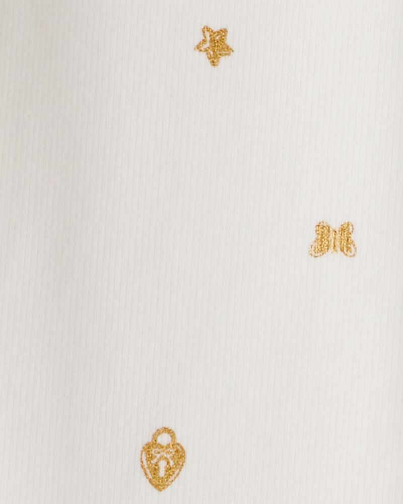 Girls Star Pull-On Stretch Cozy Leggings - Cream, image 4 of 5 slides