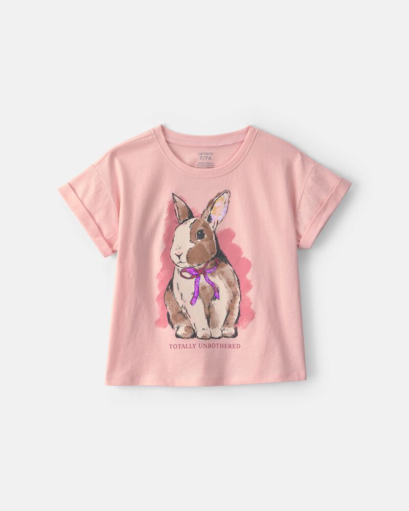 Girls Bunny Graphic Tee - Pink, image 1 of 4 slides