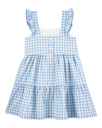 Toddler Gingham Short-Sleeve Dress - Blue, 