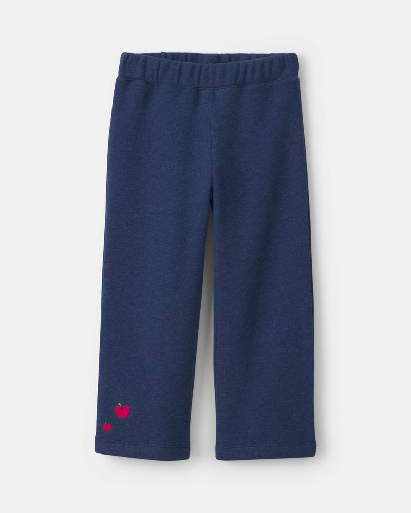 Toddler Girl 2-Piece Apple Striped Fleece Long-Sleeve Top & Pant Set - Navy Blue/Cream, image 2 of 5 slides