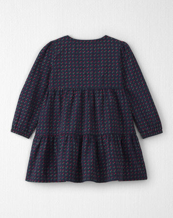 Toddler Girl Organic Cotton Dobby Dress in Navy Floral, 
