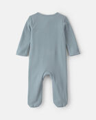 Baby Girl Floral Cotton 2-Way Zip Thermal Sleepers - Blue, image 2 of 6 slides