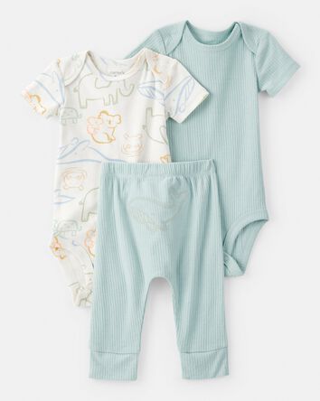 B&eacute;b&eacute; - Ensemble 3 pi&egrave;ces pantalon et cache-couches, animaux &ndash; Bleu/Blanc, 