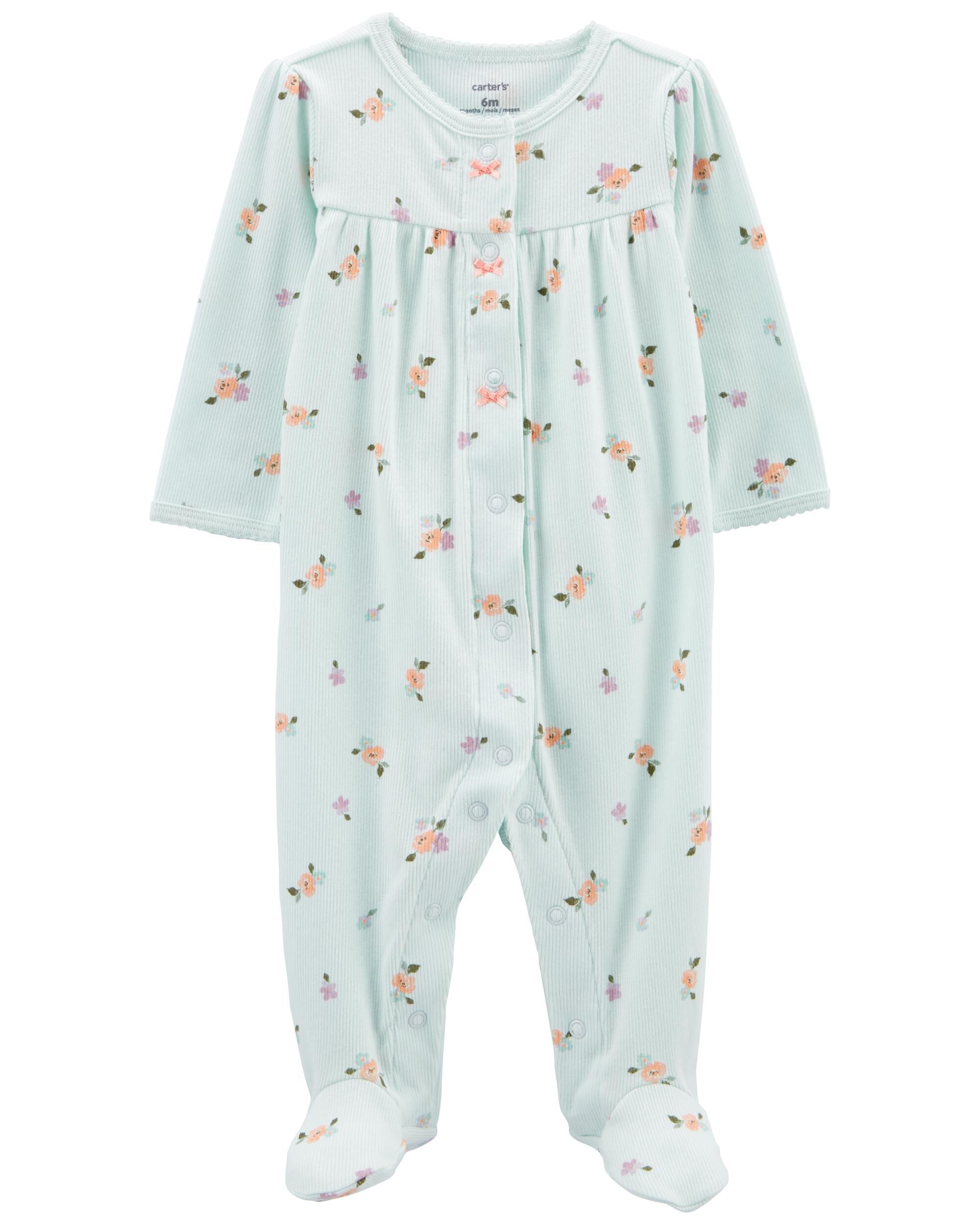 Blue Baby Floral Snap Up Footie Sleeper Pyjamas Carter s Oshkosh Canada