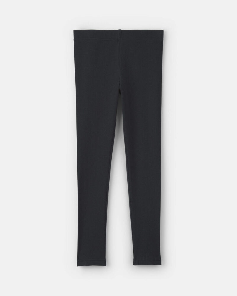 Girls Pull-On Stretch Rib Leggings - Black, image 2 of 4 slides