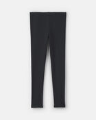 Girls Pull-On Stretch Rib Leggings - Black, image 2 of 4 slides