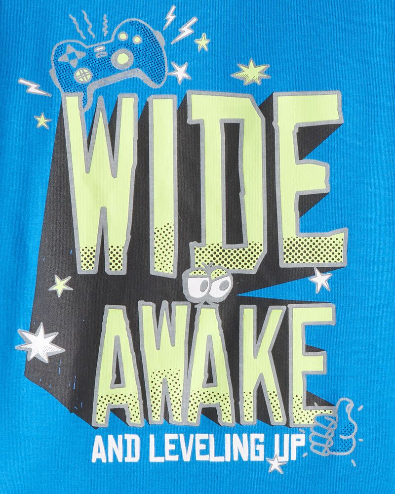 Boys Alligator 100% Cotton Loose Fit 4-Piece Pyjamas - Blue/White, image 2 of 4 slides