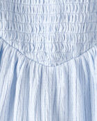 Filles - Barboteuse &agrave; smocks et rayures - Bleu, image 2 sur 2 diapositives