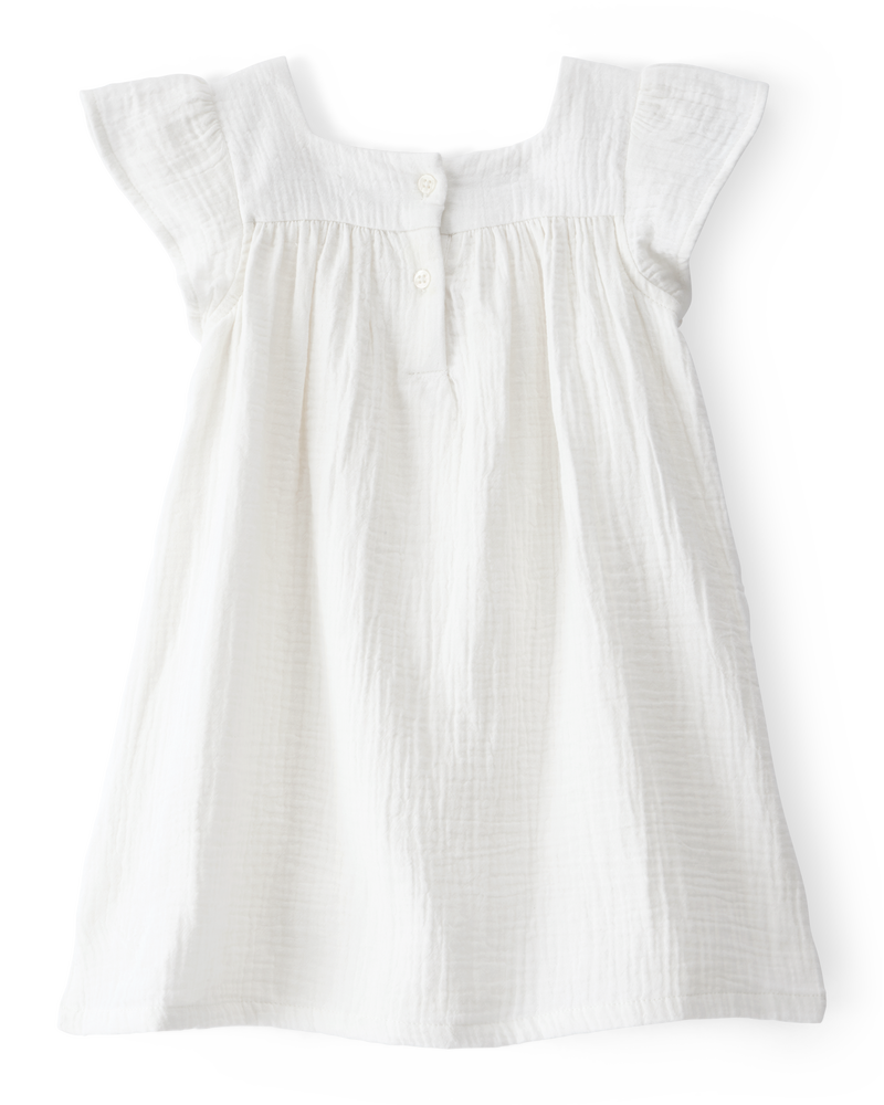 Toddler Solid Flutter-Sleeve Dress - White, image 2 of 4 slides
