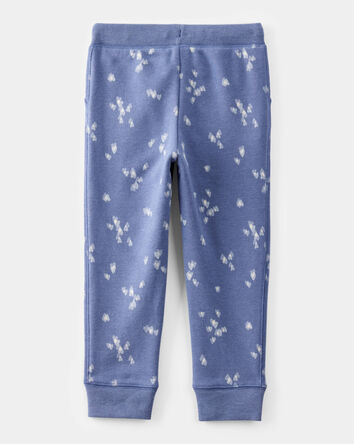 Toddler Girl Heart Print French Terry Drawstring Joggers - Blue, 