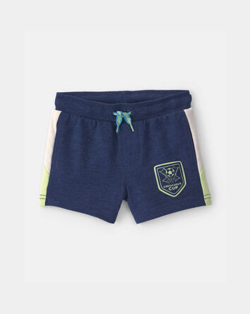 Baby Boy Dinosaur Soccer French Terry Shorts - Navy Blue, 