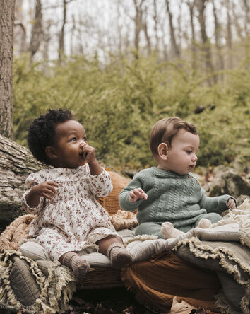 Baby Girl 2-Piece Organic Cotton Smocked Top & Pant Set, 
