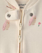 B&eacute;b&eacute; fille - Grenouill&egrave;re en 100 % coton &agrave; fermeture &agrave; glissi&egrave;re double sens &agrave; motif de hibou - Cr&egrave;me, image 3 sur 4 diapositives