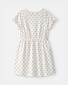Filles - Robe en jersey bouclette &agrave; pois - Blanc/Bleu, image 2 sur 3 diapositives