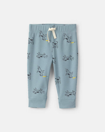 Baby Boy 2-Piece Dog Thermal Long-Sleeve Bodysuit & Pant Set - Blue, 