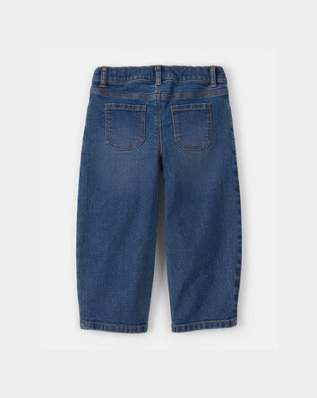 Toddler Girl Floral Barrel Jeans - Dark Wash, 