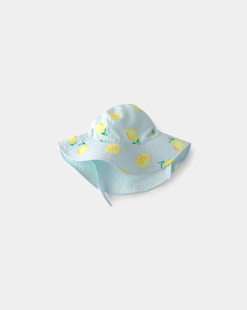 B&eacute;b&eacute; fille - Chapeau de soleil r&eacute;versible, citrons - Bleu, 