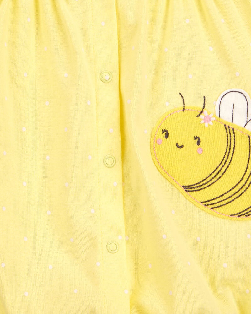 Baby Bee Short-Sleeve Romper - Yellow, image 2 of 3 slides