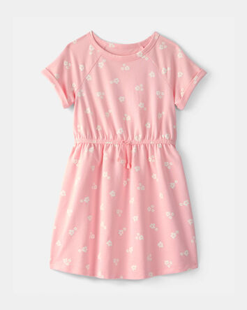 Girls Floral French Terry Dress - Pink, 