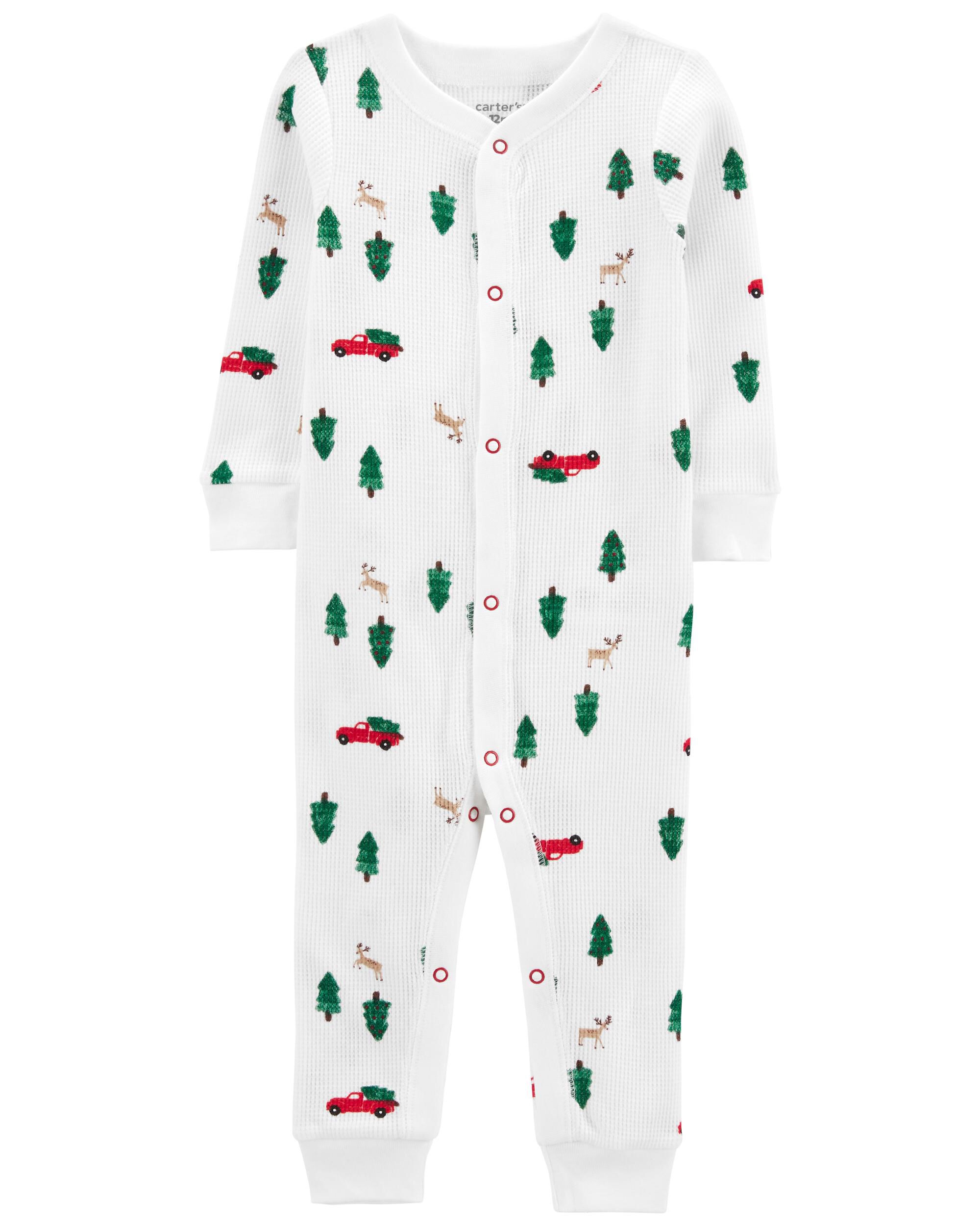 White 1 Piece Holiday Snap Up Footless PJs carters